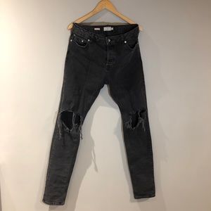 Top man black distressed denim